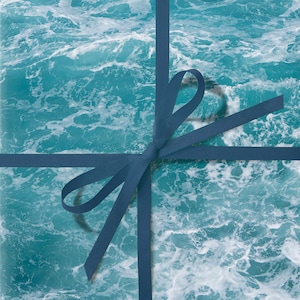 Coastal Wave Wrapping Paper Roll; Ocean Gift Wrap; Blue Ocean Water; Oceanic Wave Pattern; Coastal Theme Gift, Beach Party