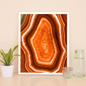 Burnt Orange Geode Art Print, Burnt Orange Mineral Poster, Composition 003