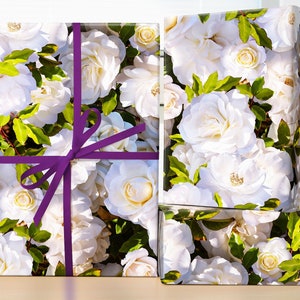 Rose Wrapping Paper white rose wrapping paper rose wedding gift wrap wedding flower gift wrap Wedding Wrapping Paper wedding gift wrap image 1