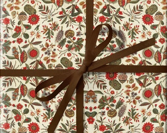 French Textile Wrapping Paper Roll, 18th century, Vintage Christmas Wrapping Paper, Classic, Boho Pattern, Winter Holiday Gift Wrap