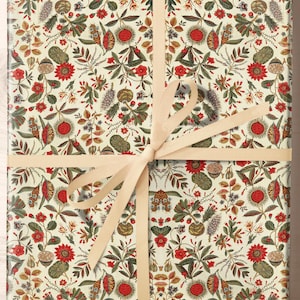 French Textile Wrapping Paper Roll, 18th century, Vintage Christmas Wrapping Paper, Classic, Boho Pattern, Winter Holiday Gift Wrap