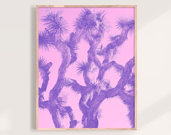 Pink Joshua Tree Sky Art Print, Pink Desert, Pink Mid Century