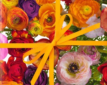 Carlsbad Ranunculus Flower Wrapping Paper Roll; Flower Wrapping Paper; Summer Wedding Season Gift; Summer Flower Gift Wrap, Buttercup Flower