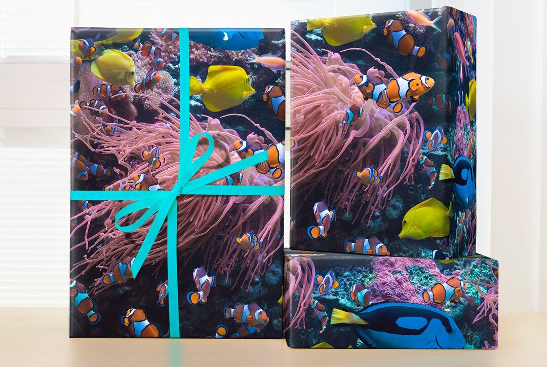 Clownfish Aquarium Wrapping Paper; Aquarium Wrapping; Fish Wrapping ...