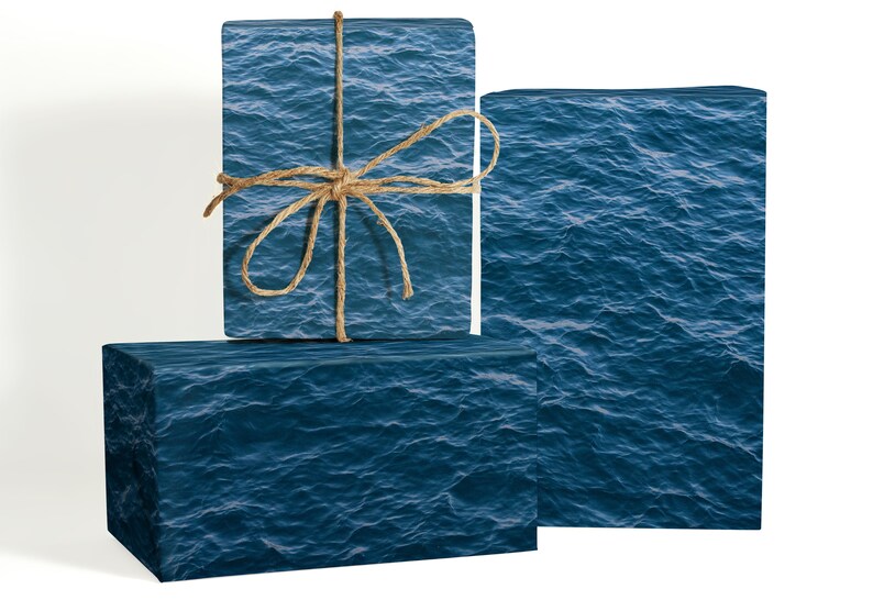 Ocean Wrapping Paper - Birthday Wrapping Paper For Boys Girls Kids With Cute Whales Dolphins Fishes, 6 Large Sheets Sea Blue Gift Wrap For Baby Shower, Folded Flat, 27 X 37 Inch