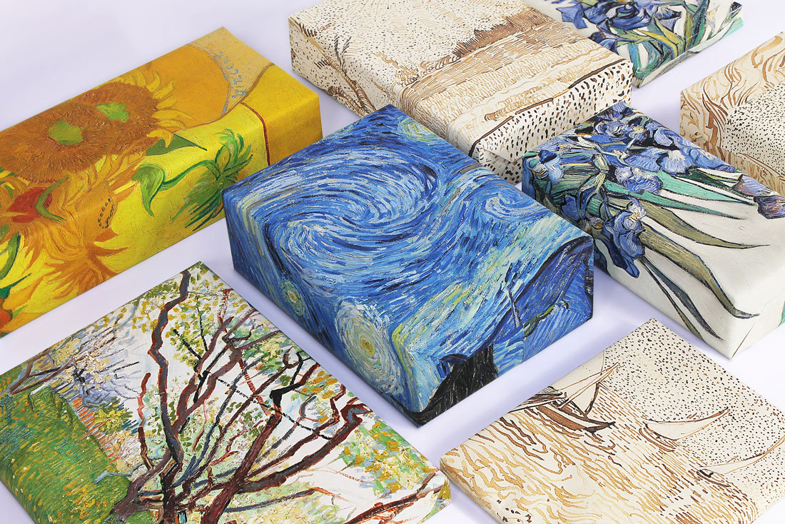 10pcs/lot 50x60cm Wrapping Paper Flowers Wrapping Paper Creative Van Gogh  Oil Painting Palette Gift Wrapping Paper Bouquet Paper