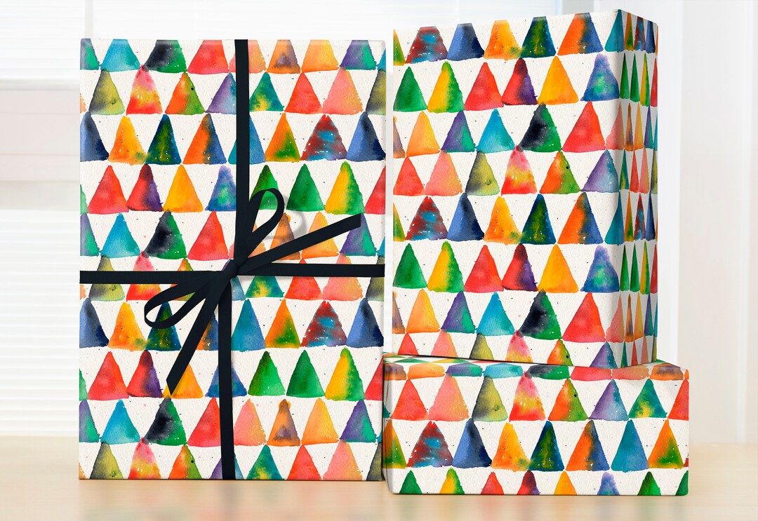 Triangular Wrapped Watercolor Triangle Wrapping Paper Roll, Watercolor Triangle Gift Wrap ...