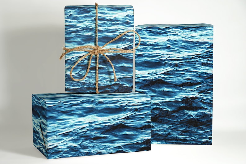 Ocean Water Wrapping Paper; oceanic gift wrapping; Valentines day gift for him; Christmas Wrapping Paper; beach wrapping paper