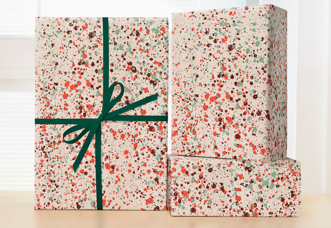 Grainy Paint Pattern Wrapping Paper Roll, Vintage Paint Drip Pattern