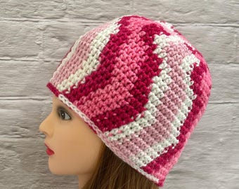 Crochet Pink Beanie - Fits Pre-Teens Through Adult Medium (21"-23") - Crochet Hat For Girl’s - Crochet Hat For Women