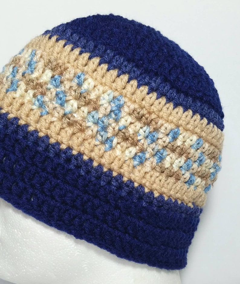Skull Cap Men/'s Accessories Men/'s Navy Blue /& Brown Beanie Adult - Men/'s Crochet Blue Beanie 22-24 Men/'s Crochet Brown Beanie