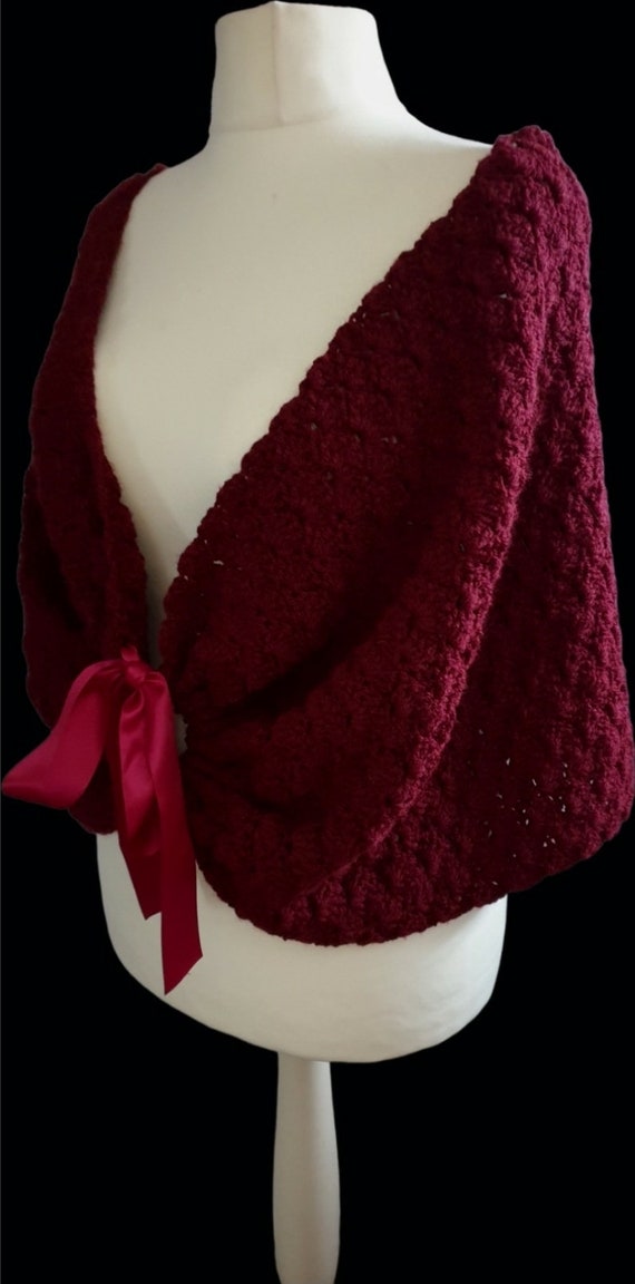 Plus Size Crochet Wedding Cape Bridal Shrug Wrap Capelett Large