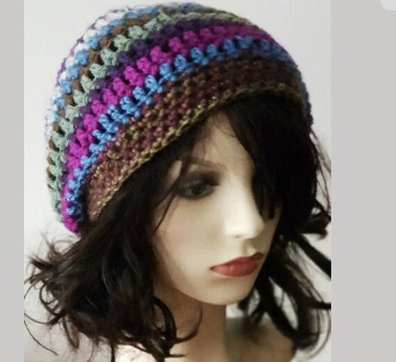 cappello unisex in lana a righe fatto a mano all'uncinetto C002 - D... | su