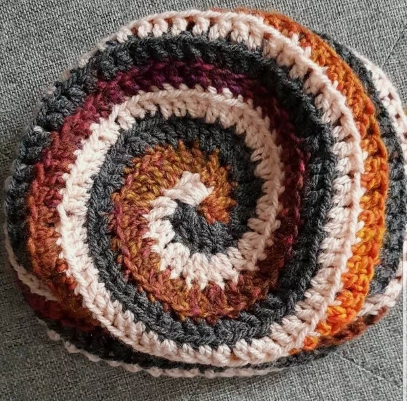 tam boho beanie hat Aran autumn leaf colours Slouch hat crochet spiral hat