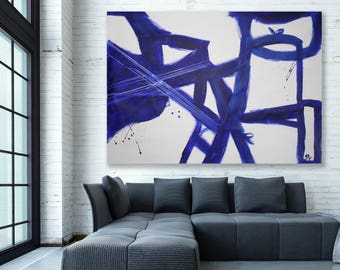 blue abstract art etsy