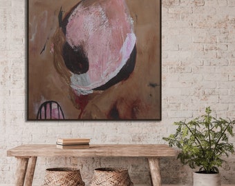 Pink and Brown Abstract Painting / Abstract Flower Painting / Abstract Flower Modern Art / Abstract Tulip Painting / Abstract Flower Art