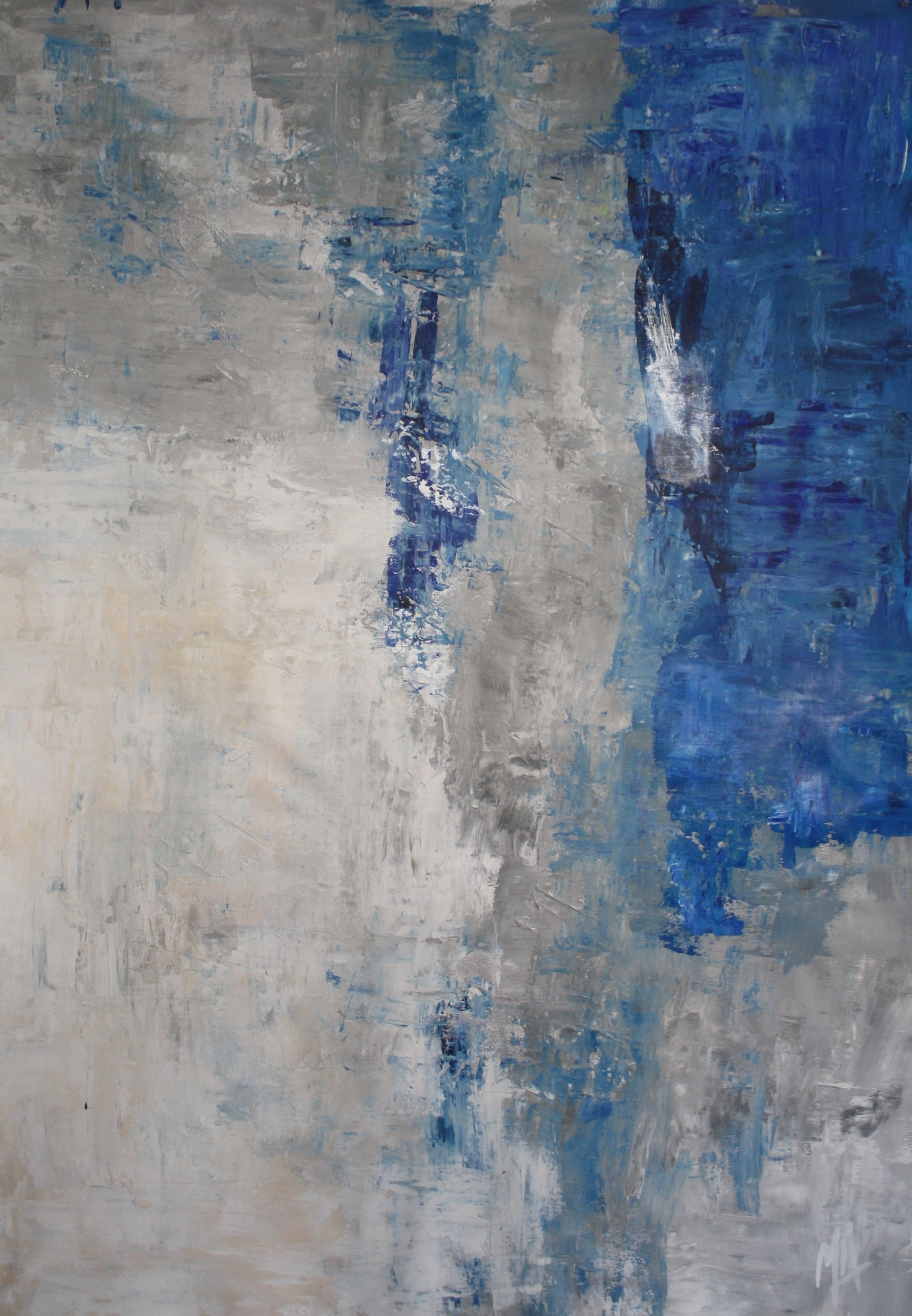 Blue and Grey Abstract Painting / Large Abstract Art / Blue Etsy