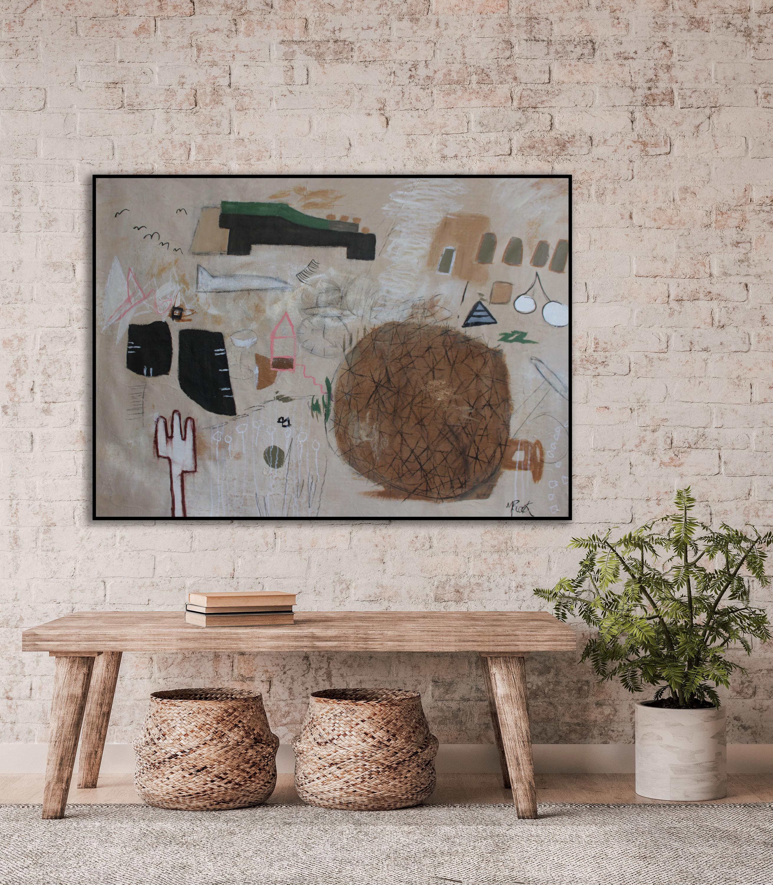 Title: "Sun Kissed Cactacea" / Earth Tones Modern Art / Neutral Colors Abstract Painting / Earth Tones Abstract Art / Abstract Cactus Art