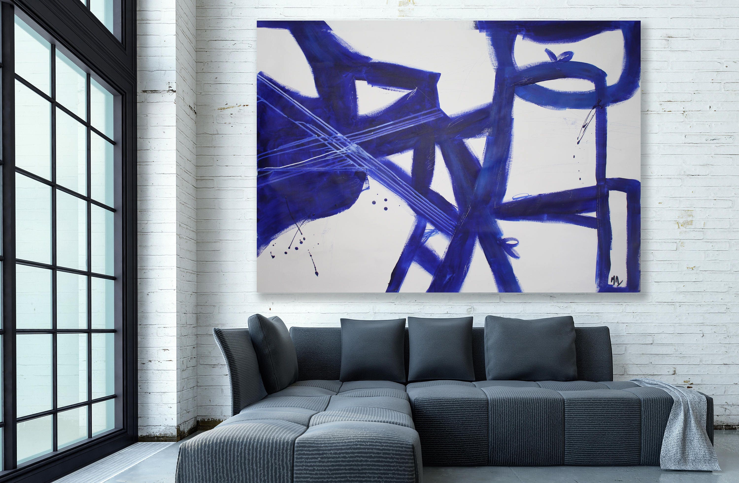 Blue Modern Art / Abstract Painting / Blue Abstract Art / Etsy
