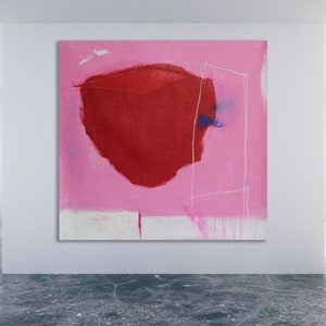 Title: "Lady in Red" / Red and Pink Abstract Painting / Large Red and Pink Art / Modern Art / Large Red and Pink Painting