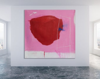 Title: "Lady in Red" / Red and Pink Abstract Painting / Large Red and Pink Art / Modern Art / Large Red and Pink Painting