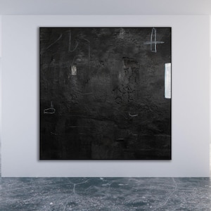 Black Abstract Painting / Black Abstract Art / Black Textured Painting / Black Modern Art / Black Art / Large Black Art