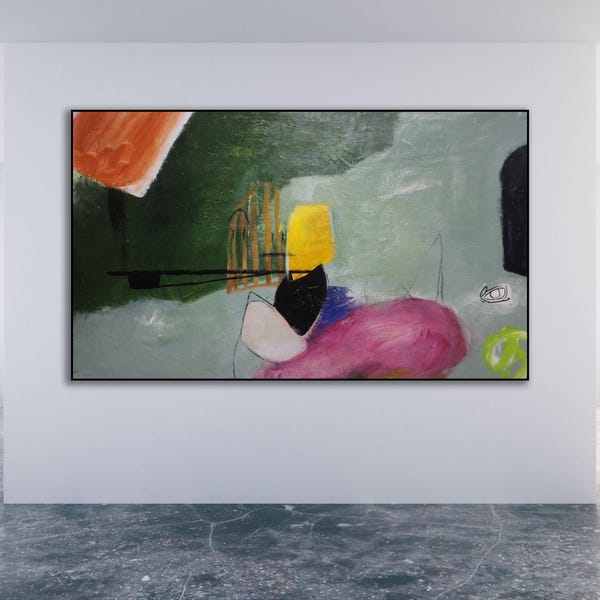 Title: "Kahuna" Green Abstract Art / Colorful Abstract Painting / Colorful Modern Art / Colorful Abstract Art / Large Colorful Painting