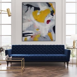 Yellow Abstract Painting / Yellow and Grey Art / Yellow Art / Yellow Painting / Large Yellow Painting