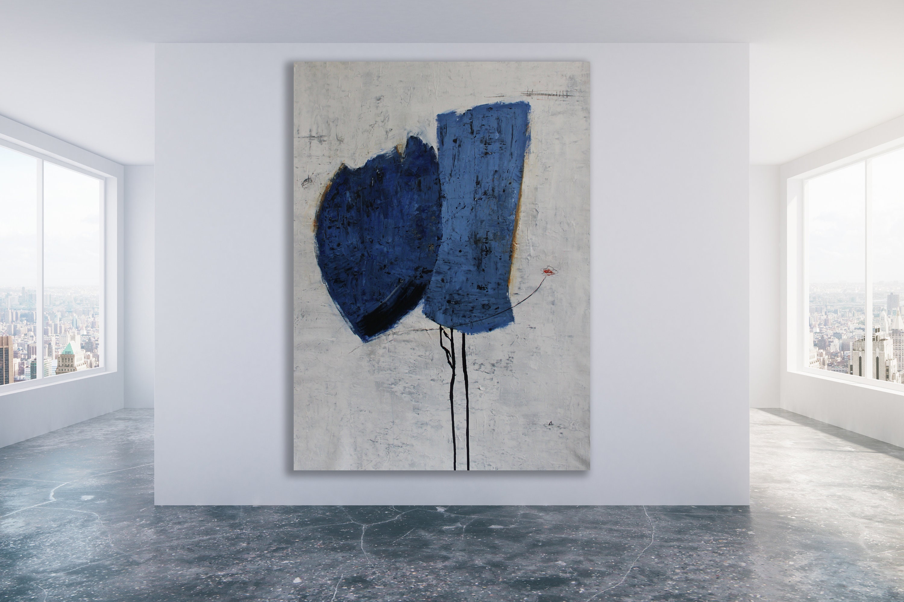 Large Blue Abstract Painting / Large Blue Art / Blue Painting Etsy Canada