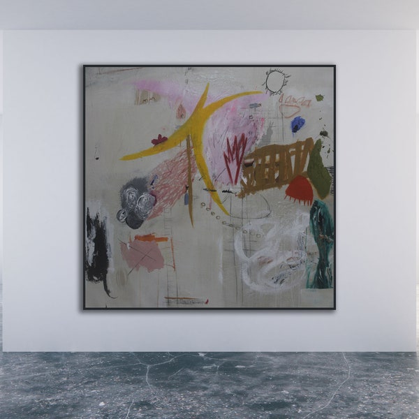 Colorful Abstract Painting: "Like Peanut Butter and Jelly on a Dorito," Modern Contemporary Art (Unstretched)