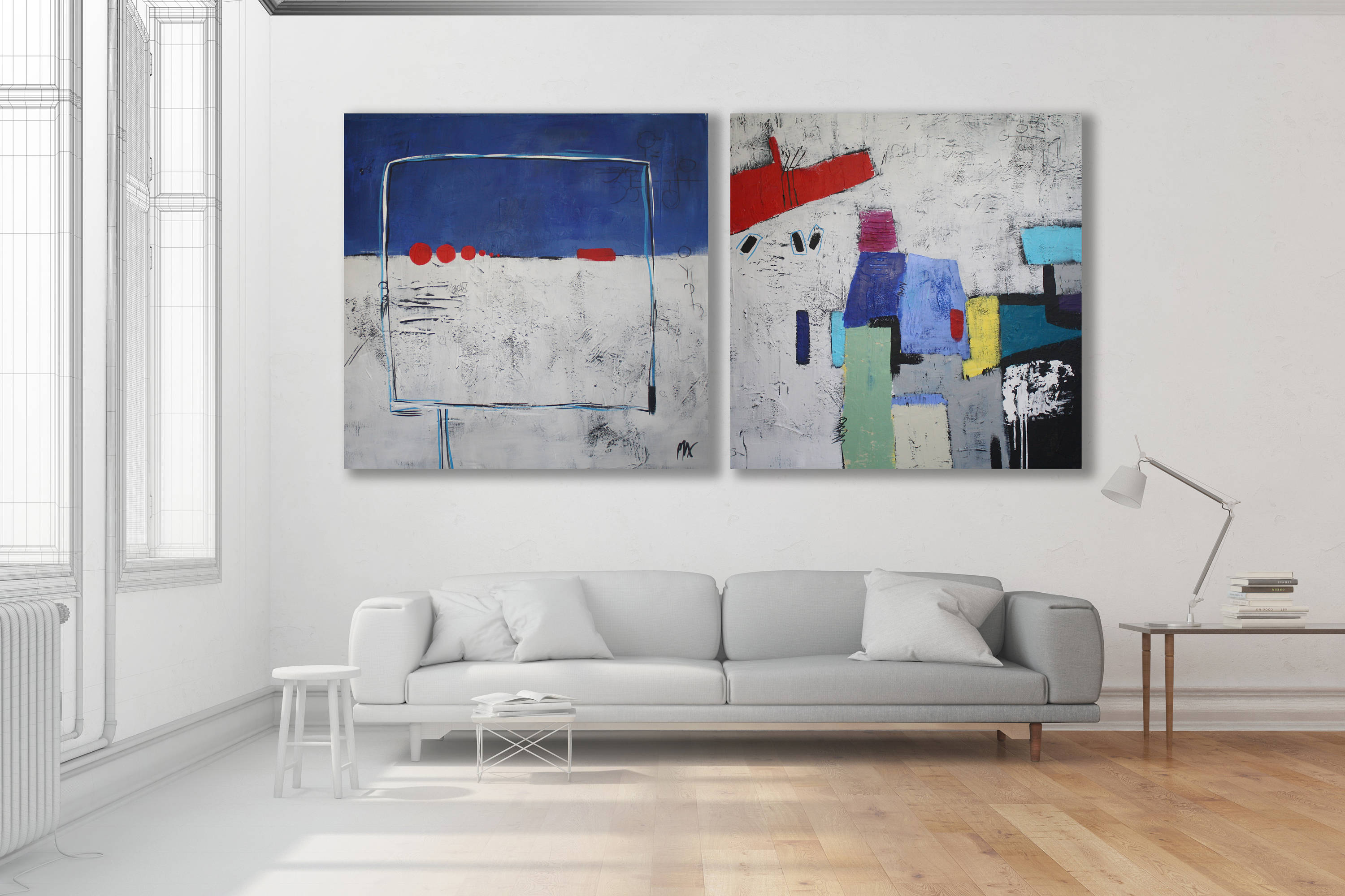 Set Of Abstract Paintings / Abstract Art / Pair of Abstract Etsy