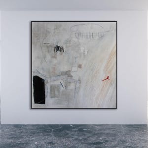 Title: &quot;Running with the Bulls&quot; / White Abstract Art / White Modern Art / Large White Painting / Large White Art / White Painting