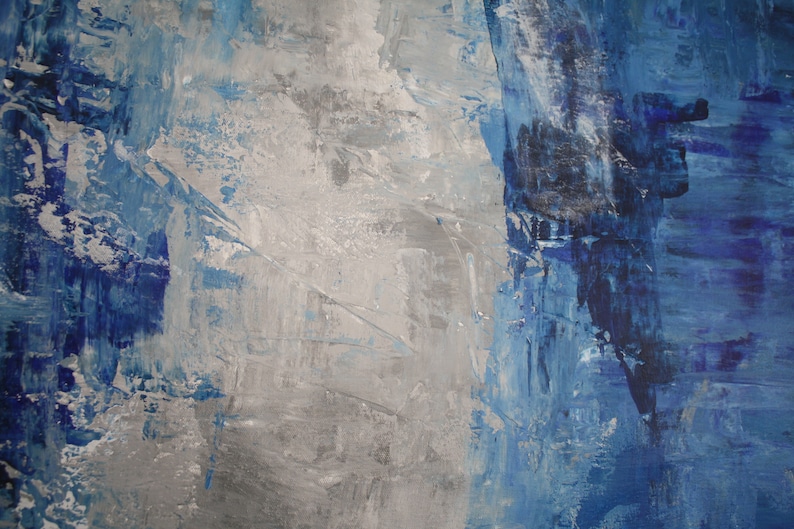 Blue and Grey Abstract Painting / Large Abstract Art / Blue Etsy