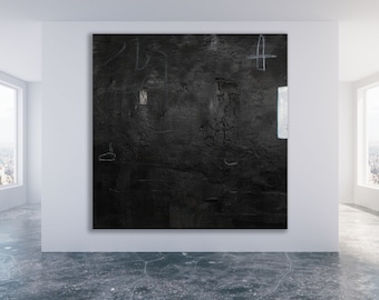 Black Abstract Painting / Black Abstract Art / Black Textured Painting / Black Modern Art / Black Art / Large Black Art