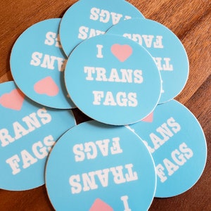 Retro Trans Sticker &quot;I heart trans fags&quot; waterproof vinyl stickers