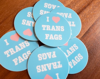 Retro Trans Sticker "I heart trans fags" waterproof vinyl stickers
