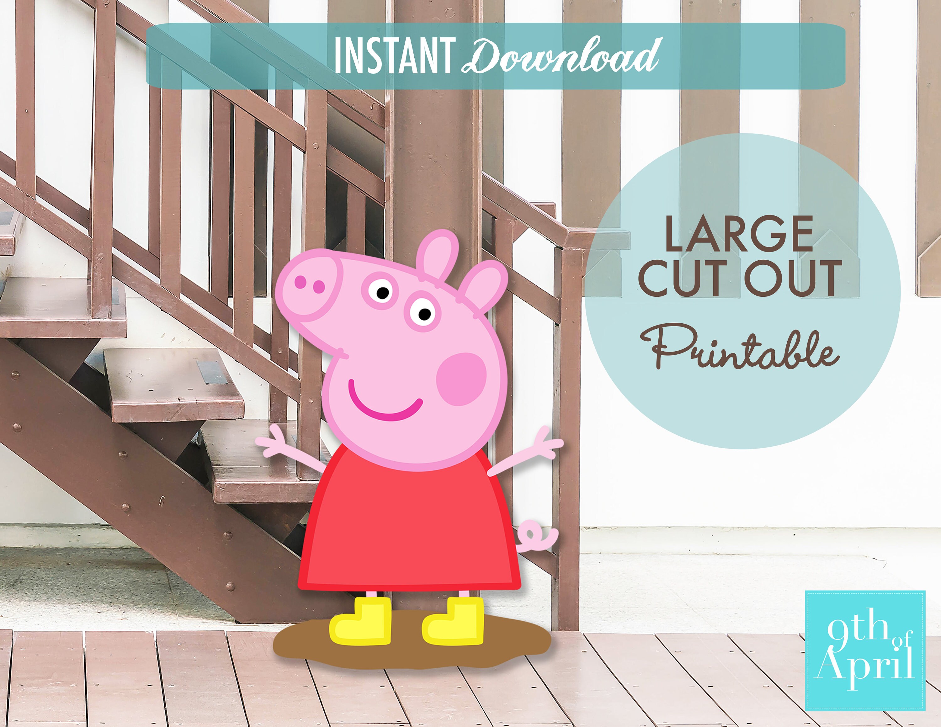 large peppa pig cutout printable party standee etsy coloriage pokemon jolteon