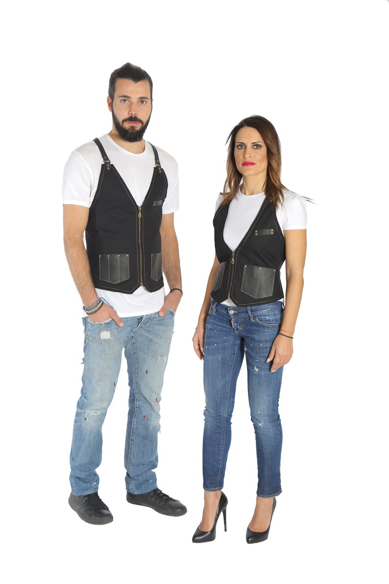 Hair Stylist vest with leather pockets premium quality  Etsy