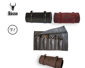 Barber Tool Roll | Scissor, Comb & Razor Case for Hair Salons - Premium Quality Genuine Leather - Great Hairdresser / Barbershop Gift - TODD