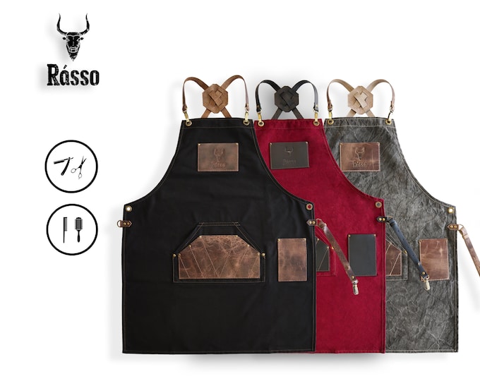 Featured listing image: DOM - Barber apron with high quality leather (best seller)