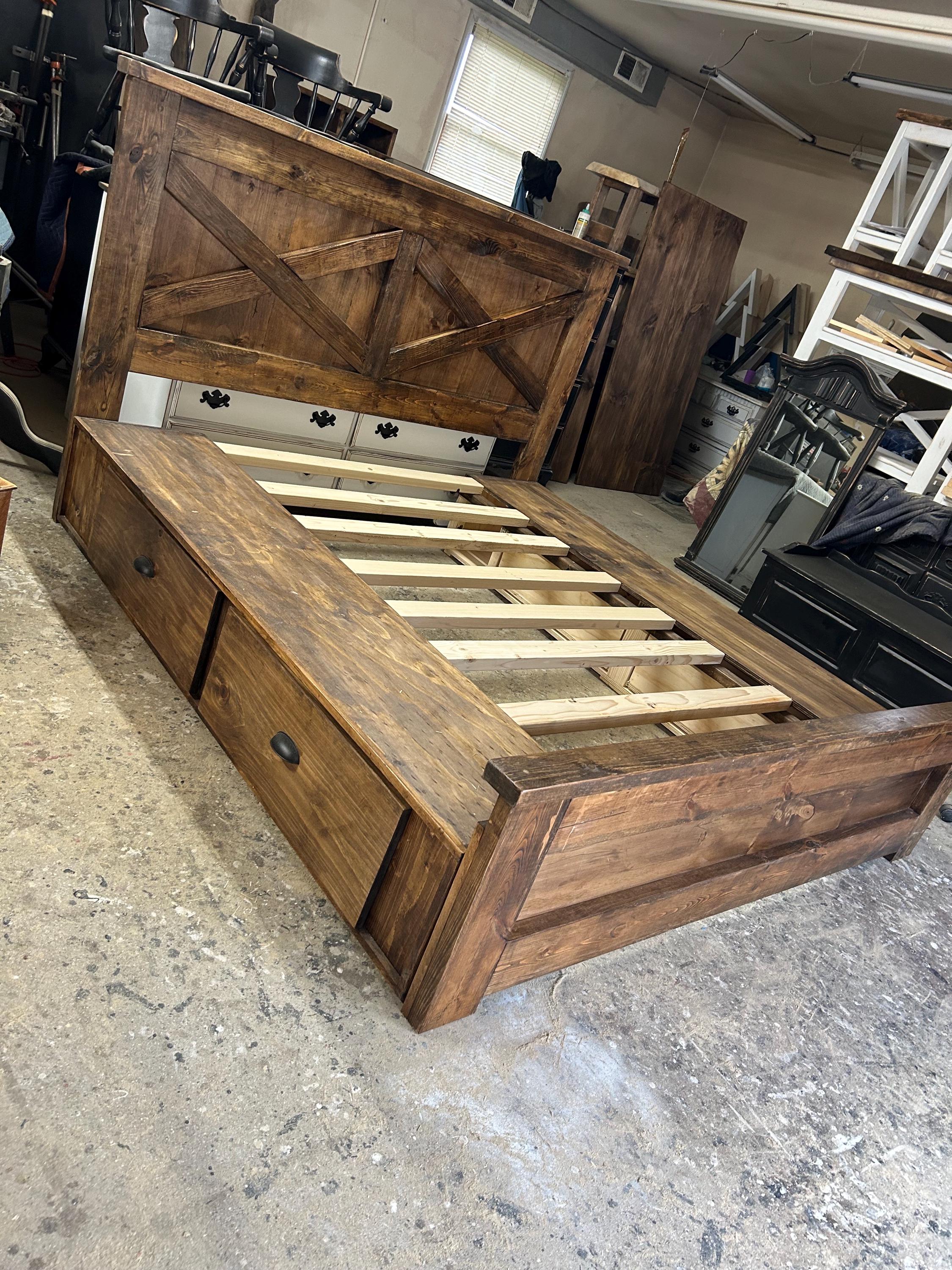 Farmhouse Bed With Underneath Storage - Etsy, image size:2250x3000
