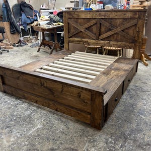 king size farmhouse storage bed