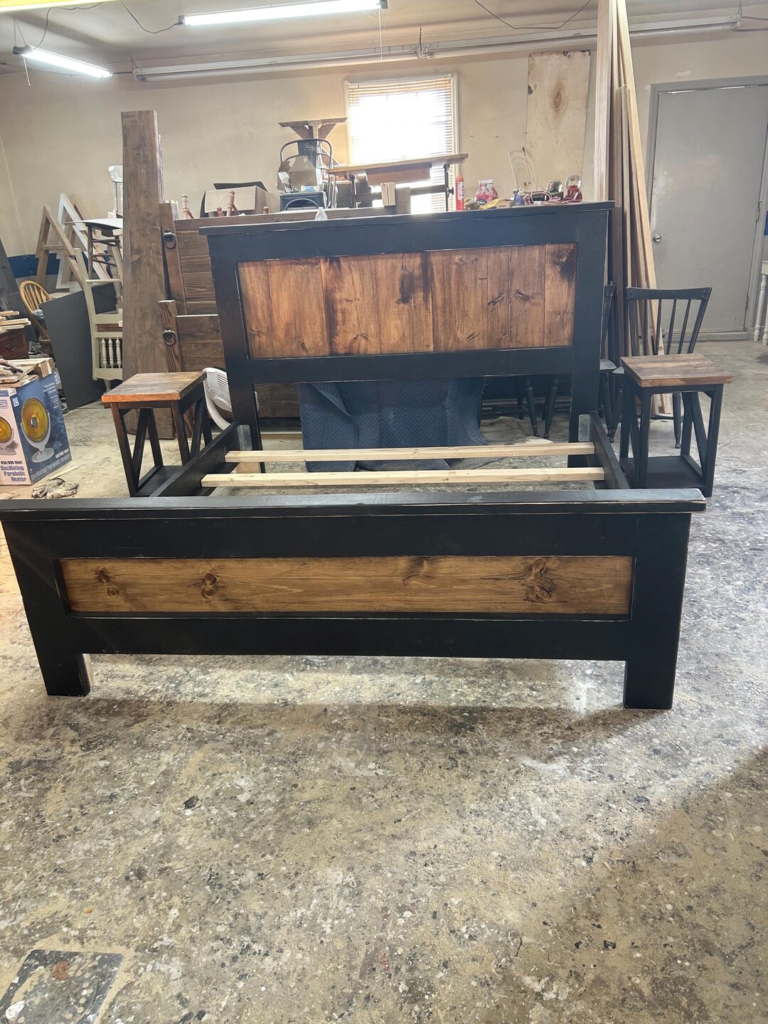 King Size Primitive Bed With Matching Nightstands - Etsy