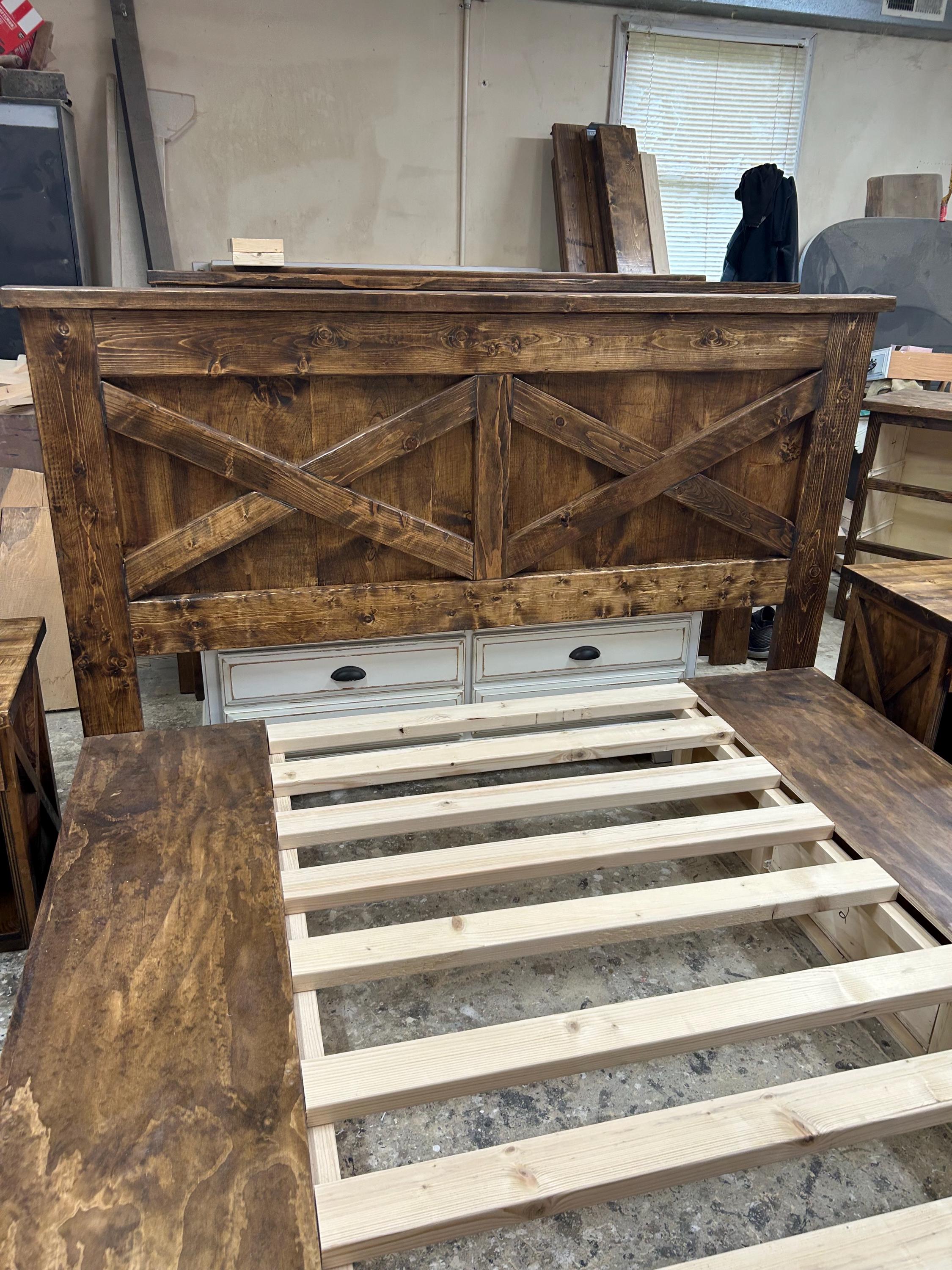 King Size Farmhouse Bed With Storage and a Set of Nightstands - Etsy