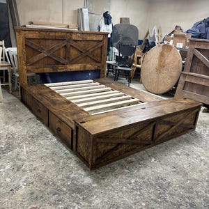 king size farmhouse super storage bed