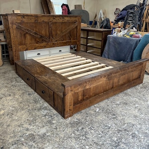 king size farmhouse style storage bed