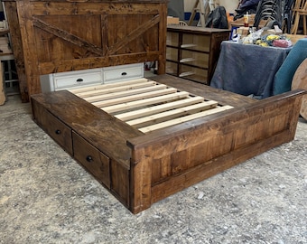 king size farmhouse style storage bed
