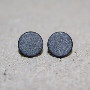 Graphite stud earrings, men's stud earrings, flat round stud earrings, fake gauge earrings, boyfriend gift stud earrings, matte stud earring