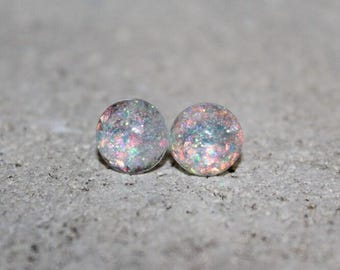 Plastic Post Glitter Stud Earrings: Metal free hypoallergenic earrings