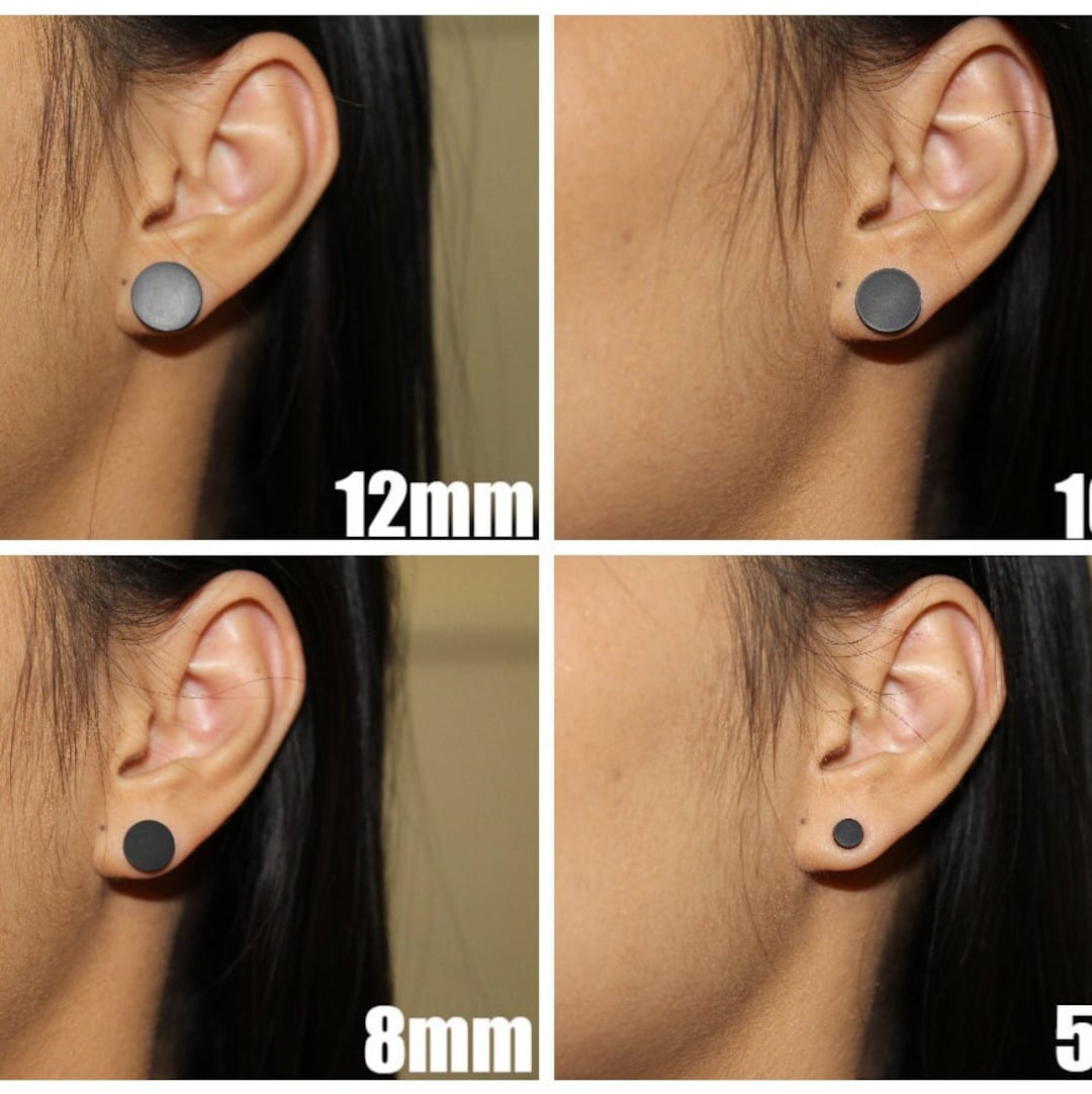 Black round stud earrings discount